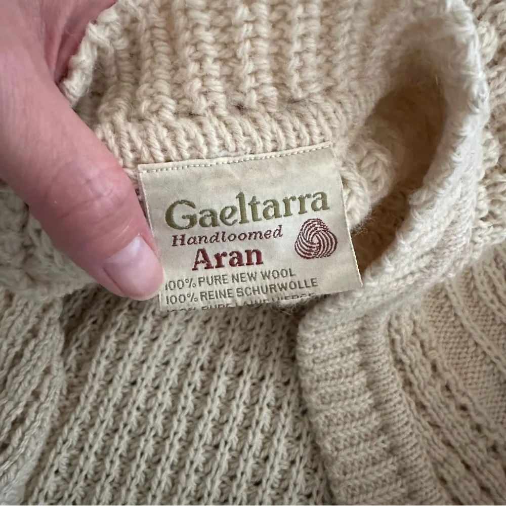 VTG‎ Gaelterra wool heavy knit fisherman cardigan sweater cream size EU 40 - Picture 4 of 12